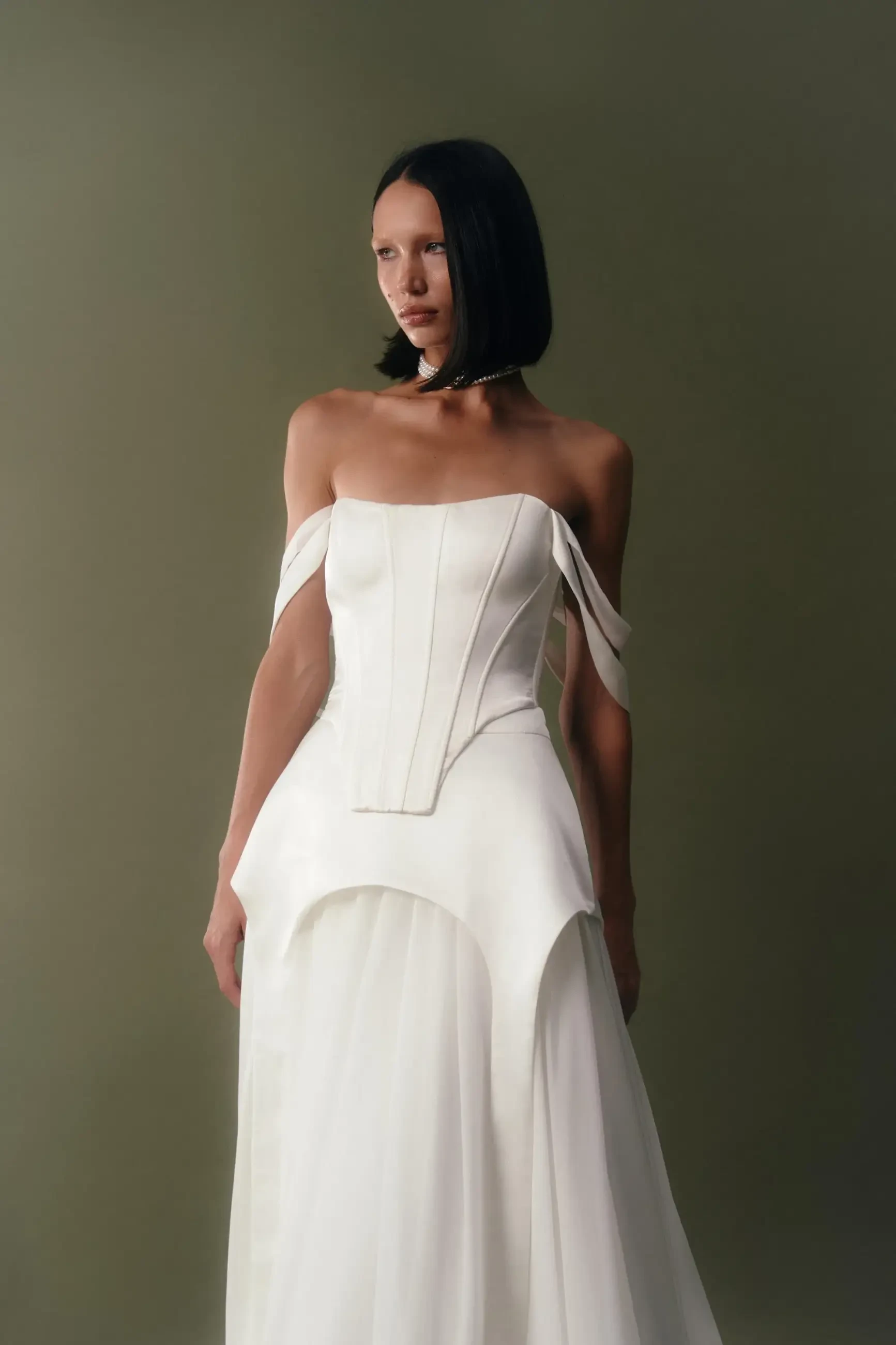 REEV Bridal model wearing white gown